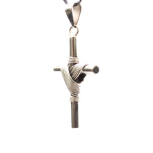 Load image into Gallery viewer, 925 Sterling Silver Wire Wrapped Thick Cylindrical Cross Pendant 51mm
