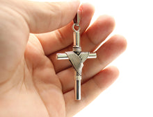 Load image into Gallery viewer, 925 Sterling Silver Wire Wrapped Thick Cylindrical Cross Pendant 51mm
