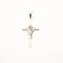 Load image into Gallery viewer, 925 Sterling Silver Wire Wrapped Thick Cylindrical Cross Pendant 51mm
