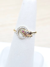 Load image into Gallery viewer, 14K Solid Yellow Gold Elephant in Circle Ring with CZ
