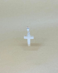 925 Sterling Silver Simple Flat High Polish Cross Pendant 22mm