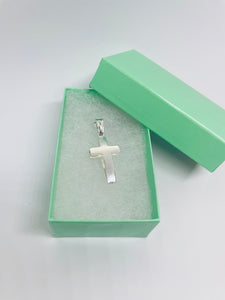 925 Sterling Silver Simple Flat High Polish Cross Pendant 22mm