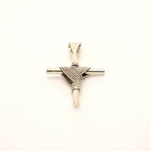 Load image into Gallery viewer, 925 Sterling Silver Rope Wrapped Cylindrical Cross Pendant
