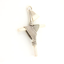 Load image into Gallery viewer, 925 Sterling Silver Rope Wrapped Cylindrical Cross Pendant
