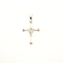 Load image into Gallery viewer, 925 Sterling Silver Wire Wrapped Cylindrical Cross Pendant with Rope Edges
