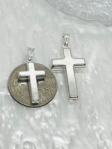 925 Sterling Silver Simple Thick Cross Pendant 21.7mm OR 29mm