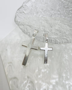 925 Sterling Silver Simple Thick Cross Pendant 21.7mm OR 29mm