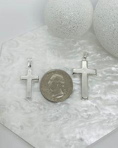 925 Sterling Silver Simple Thick Cross Pendant 21.7mm OR 29mm