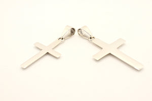 925 Sterling Silver Smooth Simple Beveled Edge Cross Pendant