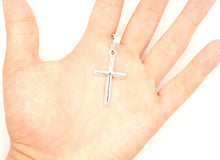 Load image into Gallery viewer, 925 Sterling Silver Smooth Simple Beveled Edge Cross Pendant
