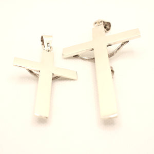 925 Sterling Silver Simple Flat Crucifix Cross Pendant