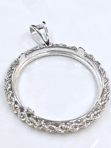 925 Sterling Silver Dotted for 26mm Coins with Actual Rope Edge Edge Coin Bezel