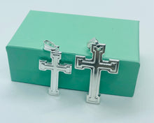 Load image into Gallery viewer, 925 Sterling Silver Inside Line Cross Pendant 2 Sizes (0.95in Or 1.2in)
