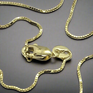 10K Solid Yellow Gold Box Chain Necklace