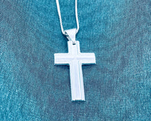 Load image into Gallery viewer, 925 Sterling Silver Simple Inside Line Cross 1.2 Inch Pendant
