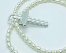 Load image into Gallery viewer, 925 Sterling Silver Simple Inside Line Cross 1.2 Inch Pendant
