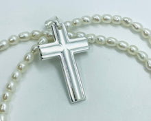 Load image into Gallery viewer, 925 Sterling Silver Simple Inside Line Cross 1.2 Inch Pendant
