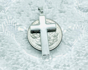 925 Sterling Silver Simple Cross 1.1 Inch Pendant