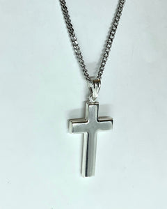 925 Sterling Silver Simple Cross 1.1 Inch Pendant