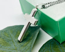 Load image into Gallery viewer, 925 Sterling Silver Simple Cross 1.1 Inch Pendant
