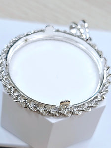 925 Sterling Silver Dotted Edge with Actual Rope Edge for 30mm Coin Bezel