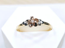 Load image into Gallery viewer, 14K Solid Yellow Gold One Flower Ring with CZ
