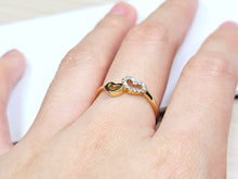 Load image into Gallery viewer, 14K Solid Yellow Gold Double Hearts Ring with CZ
