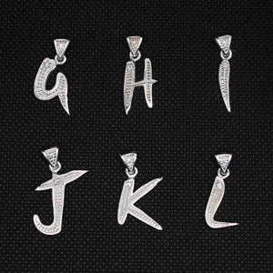 925 Sterling Silver 26-Alphabet Calligraphic Action Font Dotted Initial Pendant