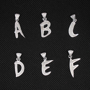 925 Sterling Silver 26-Alphabet Calligraphic Action Font Dotted Initial Pendant