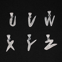 Load image into Gallery viewer, 925 Sterling Silver 26-Alphabet Calligraphic Action Font Dotted Initial Pendant
