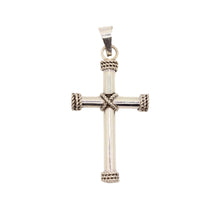 Load image into Gallery viewer, 925 Sterling Silver Thick Cylindrical Cross with Rope Textured Edges Pendant
