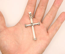 Load image into Gallery viewer, 925 Sterling Silver Thick Cylindrical Cross with Rope Textured Edges Pendant
