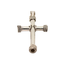 Load image into Gallery viewer, 925 Sterling Silver Thick Cylindrical Cross with Rope Textured Edges Pendant
