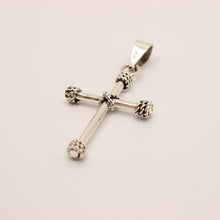 Load image into Gallery viewer, 925 Sterling Silver Plain Cylindrical Cross Pendant with Rope Textured Edges
