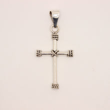 Load image into Gallery viewer, 925 Sterling Silver Plain Cylindrical Cross Pendant with Rope Textured Edges
