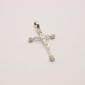 925 Sterling Silver Dainty Stick Crucifix Cross with Rope Textured Edges Pendant