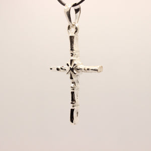 925 Sterling Silver Phalanx Bone-Styled Edges with X in the Center Cross Pendant