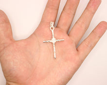 Load image into Gallery viewer, 925 Sterling Silver Phalanx Bone-Styled Edges with X in the Center Cross Pendant
