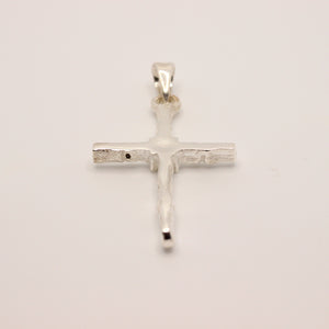 925 Sterling Silver Phalanx Bone-Styled Edges with X in the Center Cross Pendant