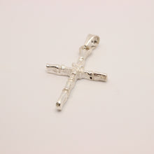 Load image into Gallery viewer, 925 Sterling Silver Phalanx Bone-Styled Edges with X in the Center Cross Pendant
