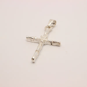 925 Sterling Silver Phalanx Bone-Styled Edges with X in the Center Cross Pendant