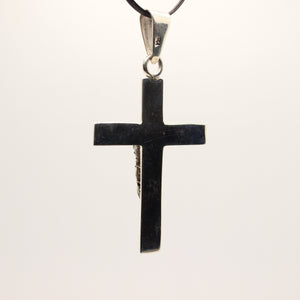 925 Sterling Silver Plain Simple Flat Christian Crucifix Cross 49mm Pendant