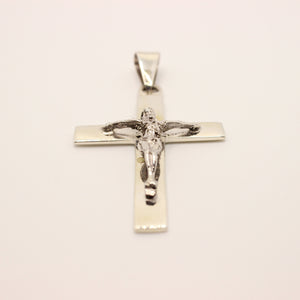 925 Sterling Silver Plain Simple Flat Christian Crucifix Cross 49mm Pendant