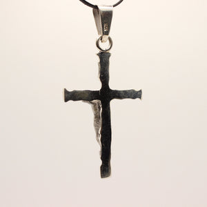 925 Sterling Silver Detailed Bamboo Styled Christian Crucifix Cross Pendant