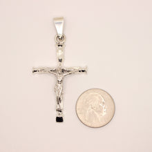 Load image into Gallery viewer, 925 Sterling Silver Detailed Bamboo Styled Christian Crucifix Cross Pendant
