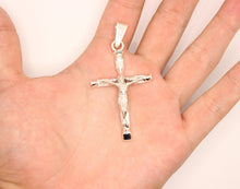 Load image into Gallery viewer, 925 Sterling Silver Detailed Bamboo Styled Christian Crucifix Cross Pendant
