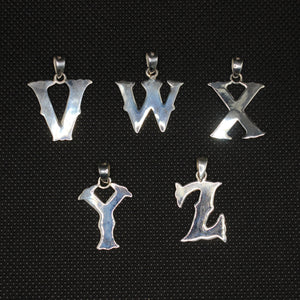 925 Sterling Silver A-Z Alphabet Upper Case Wavy Western Tuscan Initial Pendant