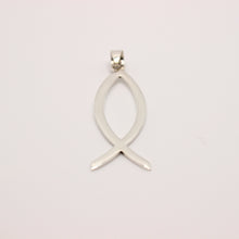 Load image into Gallery viewer, 925 Sterling Silver Plain Flat Vertical &quot;Ichthus&quot; Christian Fish Symbol Pendant
