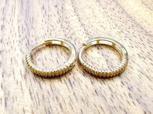 14K Yellow Gold Rope Lined Huggies Hoop Earrings