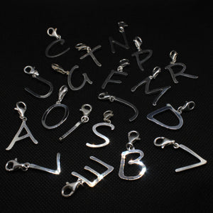 925 Sterling Silver 26-Alphabet Easygoing Handwriting Initial Pendant with Clasp